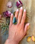 Black Jack Turquoise Sterling Silver Ring – Teardrop – Adjustable