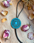 Kingman Turquoise Sterling Silver Bolo Tie – Navajo Handmade by Jesse Williams