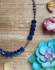 Sterling Silver Pearl & Lapis Necklace – 20”