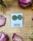 Sterling Silver Magnetite Turquoise Cluster Stud Earrings – Handmade in USA