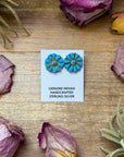 Sterling Silver Magnetite Turquoise Cluster Stud Earrings – Handmade in USA