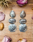 Sterling Silver Concho Dangle Earrings – Native Made by Rita Lee (Navajo Artist)