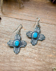 Sterling Silver Zia Dangle Earrings – Native Made by K. Billah