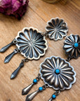 Sterling Silver Kingman Turquoise Dangle Earrings – Native Made by Cordelo Chee