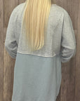Dahlia Crinkle Splicing Raw Hem High Low Oversized Blouse