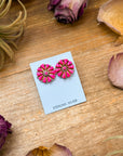Sterling Silver Pink Opal Cluster Earrings