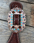 Basketweave Spur Straps - Copper Conchos
