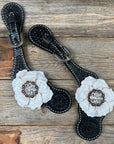 Black Basketweave Spur Straps