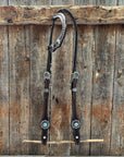 Dark Oil Basketweave Fuchsia, Clear, Emerald Browband/One Ear Tack Set