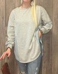 Dahlia Crinkle Splicing Raw Hem High Low Oversized Blouse