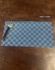 Checkered Denim Cosmetic Bag