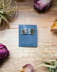 Sterling Silver Square Stud Earrings – Native Made by L. Tahe (Navajo Artist)