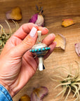 Sterling Silver Blossom Pendant with Kingman Turquoise – Native Made by M.S.