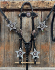 Black Oil Floral Jet and Stars Browband/One Ear Breastcollar Tack Set