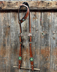 Light Oil Floral Fern, Clear Browband/One Ear Breastcollar Tack Set
