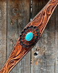 Light Oil V Brow Turquoise Cabochons Browband & Breastcollar Tack Set