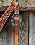 Light Oil V Brow Turquoise Cabochons Browband & Breastcollar Tack Set