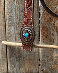 Medium Oil V Brow Oval Turquoise Browband & Breastcollar Tack Set