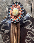 Boot Cuff Jewelry - Sage Cabochon Concho - Fringe