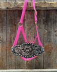 Pink Nylon Horse Halter – Bronc Noseband with Crystal Conchos NH101