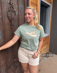 Metallic Spur Tee- DESERT GREEN