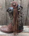Boot Cuff Jewelry - Jet, Champagne and Topaz Concho - Fringe