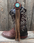 Boot Cuff Jewelry - Copper Fashion Turquoise and Clear Concho - Fringe