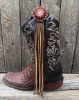 Boot Cuff Jewelry - Copper Fashion Coral and Clear Concho - Fringe