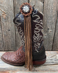 Boot Cuff Jewelry - Copper Clear Concho - Fringe
