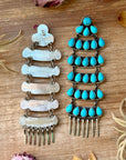 Sterling Silver Kingman Turquoise Dangle Earrings – 5 Inch Statement Design – Native Made by Geraldine James – Navajo Handmade