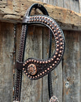 Copper Dot Honeycomb Western Browband / One Ear Tack Set