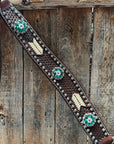 Rawhide Fuchsia, Clear and Emerald One Ear Headstall and Breastcollar Tack Set