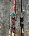 Rawhide Fuchsia, Clear and Emerald One Ear Headstall and Breastcollar Tack Set