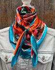 35X35" Orange and Pink Floral Wild Rag / Scarf WR3443