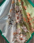 35X35" Green and White Floral Wild Rag / Scarf WR3436