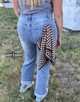 SMALL Tan Checkered Out Wild Rag/ Scarf