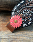 Dark Oil Buckstitch Bronc Noseband With Pink Flowers Conchos