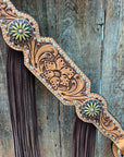 Silver Buckstitch and Yellow Daisy Browband/One Ear and Breastcollar Tack Set