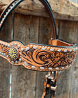Silver Buckstitch and Yellow Daisy Browband/One Ear and Breastcollar Tack Set