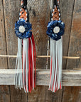 Classic Red, White and Blue Browband/One Ear Tack Set