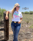 WHITE- Neon Boot Stitch Tee