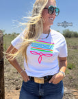 WHITE- Neon Boot Stitch Tee