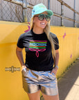 BLACK- Neon Boot Stitch Tee