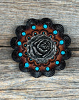 Antique Silver Rose Western Concho W108