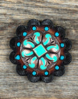 Copper Turquoise Fleur De Lis Western Concho W120