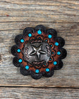 Antique Silver Texas Star Western Concho W187