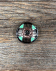 Antique Silver with Copper Flower Western Concho W190