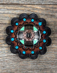 Antique Silver with Copper Flower Western Concho W190
