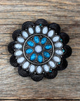 Blue and White Turquoise Western Concho W212