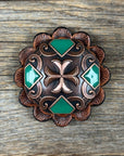 Copper Emerald Green Western Concho W209